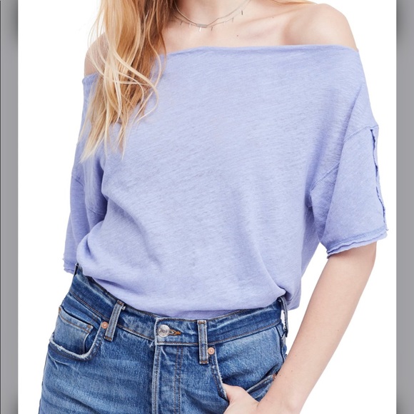 Free People Tops - Free People Women Light Blue Off the Shoulder Top